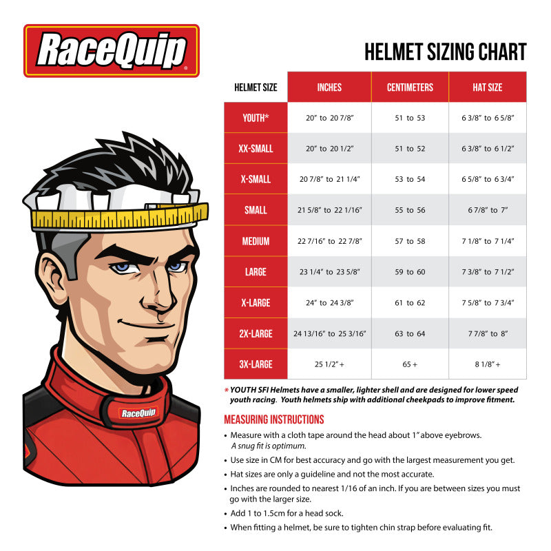 RaceQuip OF25 SA2025 WH LRG HELMET