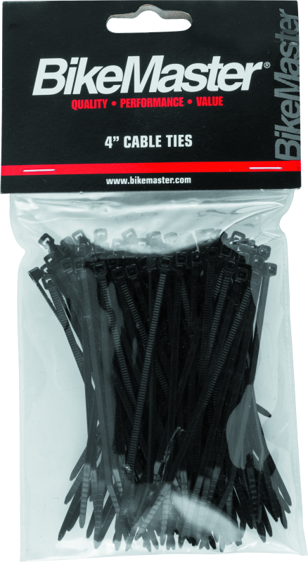 BikeMaster 4in Cable Ties (Pack of 100) - Black