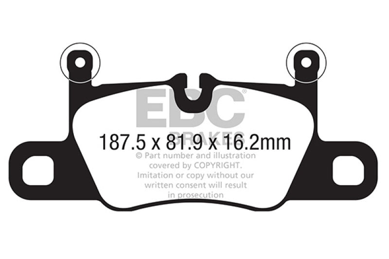 EBC 2016+ Porsche 911 (991/2 w/Cast Iron Rotors) 3.0TT Carrera Yellowstuff Rear Brake Pads
