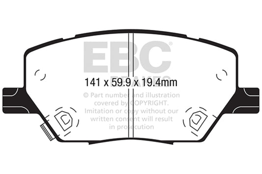 EBC 2015+ Fiat 500X 1.4L Turbo Greenstuff Front Brake Pads