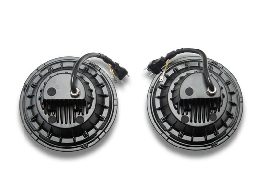 Raxiom 07-08 Jeep Wrangler JK Hi Output LED Headlights/Angel Eye DRL- Black Housing- Clear Lens