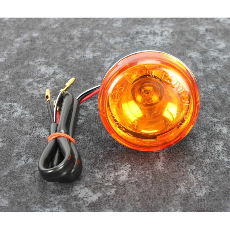 Bikers Choice Chrome Bullet Front Turn Signal Amber Lens Dual Filament Replaces H-D 68885-00