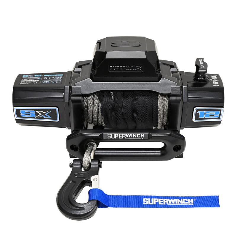 Superwinch 12000 LBS 12V DC 3/8in x 80ft Synthetic Rope SX12SR Winch - Semi Gloss Black