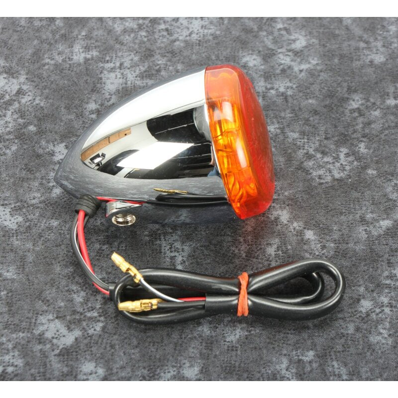 Bikers Choice Chrome Bullet Front Turn Signal Amber Lens Dual Filament Replaces H-D 68885-00