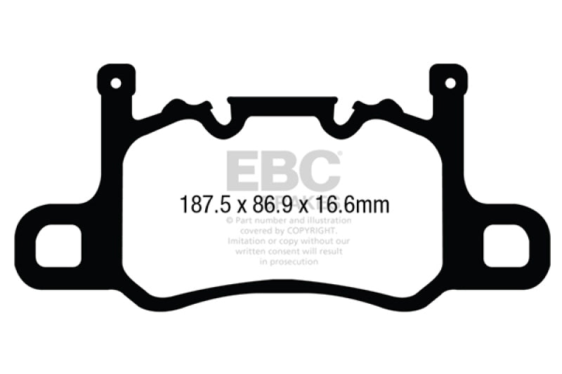 EBC 13-15 Porsche 911 (991) (Cast Iron Rotor only) 3.8 GT3 Yellowstuff Rear Brake Pads
