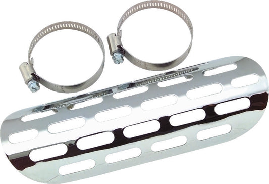 Bikers Choice Chrome Perforated Heat Shield Fits 1-3/4 to 2 Inch Pipe Custom