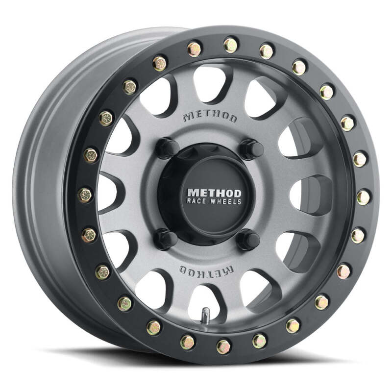 Method MR401 UTV Beadlock 15x7 / 5+2/38mm Offset / 5x4.5 / 72 CB Titanium - Matte Black Ring Wheel