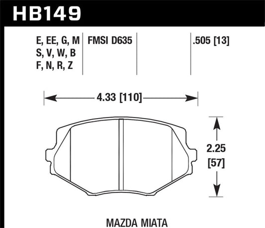 Hawk 94-05 Miata (01-05 Normal Suspension) Blue 9012  Race Front Brake Pads D635