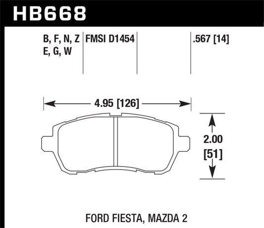 Hawk 11-12 Ford Fiesta S/SE/SEL / 11-12 Mazda 2 Sport/Touring DTC-60 Front Race Brake Pads