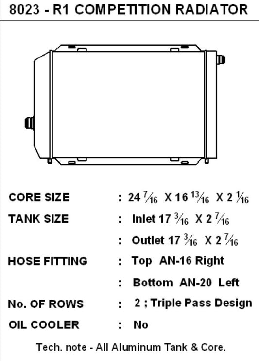 CSF Universal Triple Pass Dual Core Radiator w/AN Fittings